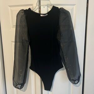Black body suit with puff sleeves! Never Worn!